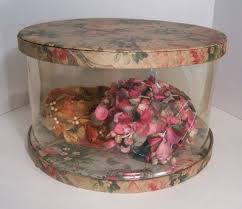 Hat Box Floral Fabric Clear Plastic Storage Round Hatbox Vintage Hat Boxes Floral Fabric Hats Vintage