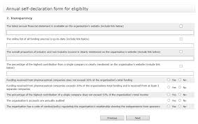 Sample eligibility form - Healthcare professionals