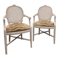 Vintage Faux Bois Cane Back With Pierre Frey Velvet Seat Arm Chairs A Pair Comfy Leather Chair Leather Chaise Lounge Chair Outdoor Furniture Chairs