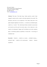 Doc Creativity Country A Journey Through Embodied Space Ainslie Yardley Academia Edu