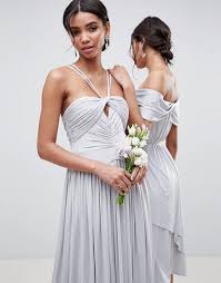 Asos Design Asos Design Bridesmaid Ruched Cross Front Maxi Dress Beautiful Bridesmaid Dresses Ruched Maxi Dress Silver Bridesmaid Dresses