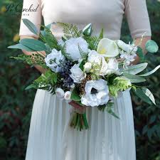 Do it yourself flowers & bouquets. Peorchid Gorgeous Summer Wedding Bouquets Artificial Brides Flowers Rose Green White Modern Calla Lily Bridal Bouquet Handmade Buy At The Price Of 56 13 In Aliexpress Com Imall Com