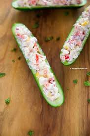 Cucumber Boats With Crab Salad Recipe Crab Salad Food Cucumber Recipes