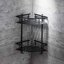 Lifxx Double Bathroom Corner Shelf Tripod Black Shower Caddies European Organize Basket Wall Mounted Storage Stand Lu Shower Caddy Black Shower Baskets On Wall