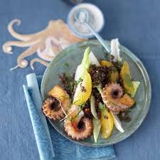 Oktopus Mit Belugalinsen Orangen Salat Rezept Rezept Rezepte Lebensmittel Essen Essen