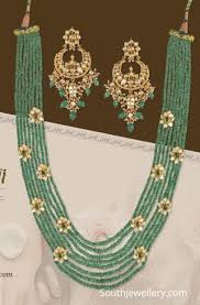 Emerald Beads Long Necklace Set Photo In 2020 Gold Fashion Necklace Gold Jewelry Fashion Indian Jewelry Sets