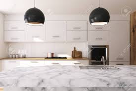 El precio de venta de los distintos materiales para encimeras varía mucho. Interior Blanco De La Cocina Con Ventanas Grandes Una Mesa De Marmol Blanco Y Una Encimera De Marmol Blanco Con Un Fregadero Representacion 3d Fotos Retratos Imagenes Y Fotografia De Archivo Libres