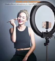 24 Inch Selfie Ring Light Dimmable With Tripod Stand Cell Phone Holder Professional Led Camera Ringlight Youtube Makeup Video Photography Mobile Camera Lens