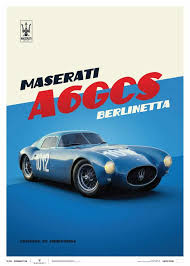 Maserati A6gcs Berlinetta 1954 Blue Maserati Vintage Racing Poster Maserati Price