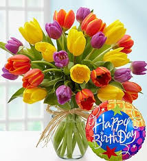 Beautiful Birthday Flowers And Balloons Timeless Tulips Happy Birthday Happy Birthday Flower Fresh Flowers Online Birthday Flowers