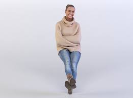 Julia 0264 Woman In A Sweater Sitting Arms Folded 3d Model Sweaters Knitwear Women 3d Sweater