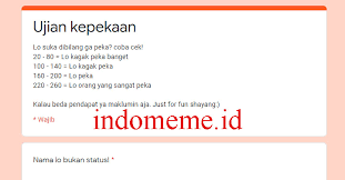 Buat kamu yang gemar mengisi form dari docs google com. Update Link Ujian Kepekaan Docs Google Form Terbaru 2020 Indonesia Meme