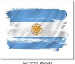 The background features a horizontal triband that is made up of two light blue stripes (one on the top and one on the bottom) and a white band that runs through the centered. Argentina Flag Art Print Barewalls Posters Prints Bwc25260711