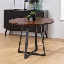 They work best in small spaces and make it easy to squeeze more place settings around the table when guests come over. Amazon Com Walker Edison 4 Person Round Industrial Modern Wood Small Dining Table Dining Room Kitchen Table Set Dining Chairs Set Walnut Brown Black40 Inch Table Chair Sets