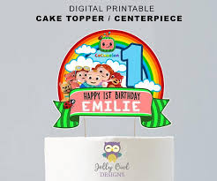 Cocomelon free printables cake topper. Cocomelon Birthday Party Digital Cake Topper Or Centerpiece In 2021 1st Birthday Cake Topper Cake Toppers Baby Boy 1st Birthday Party