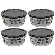 Cat Food Lid Covers 4 Pyrex 7201 4 Cup Black Cat Glass Bowls 4 7201 Pc Black Plastic Lids Visit The Image Link More De Glass Bowl Bowl Glass Dishes
