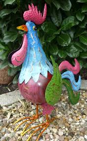 Figuren für den garten:eine außergewöhnliche еinrichtung. Garten Figur Hahn Metall Bunt Deko Vogel Windlicht Kerzenhalter Gartendekorationen Shop