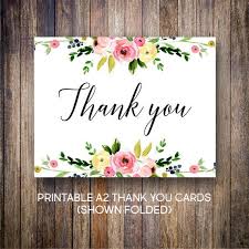 These cards are great for any occasion. Pink Floral Thank You Card Boho Thank You Notes Wedding Shower Thank You Rustic Flowers Digital Download Pr Hand Lettering Cards Cards Diy Cards Thank You