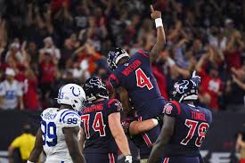Texans Beat The Colts To Seize Division Lead The New York Times Deshaun watson put the houston texans on his back saturday in their wild card game against the buffalo bills, and then he provided a legendary quote afterward. texans beat the colts to seize division