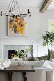 Black by behr in matte. Shiplap Fireplace Wall With Orange Pink Gray Art Transitional Living Room
