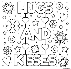 It contains a beautiful rose flower to color. Mothers Day Hugs And Kisses Flowers Hearts Coloring Pages Printable