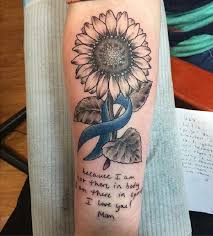 Sunflower Tattoo With Quote Sunflower Tattoo Sleeve Sunflower Tattoos Cancer Ribbon Tattoos