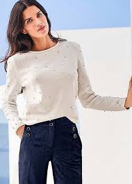 Fine knit jumper buy online at esprit discover the latest trends 2021 fast shipping free return. Heine Fine Knit Jumper With Rose White Faux Pearls Kaleidoscope