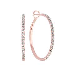 14k rose gold filled huggie sleeper hoop earrings. Diamond Hoop Earrings In 14k Rose Gold Shane Co