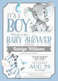 Boy Elephant And Zebra Baby Shower Invitation Zazzle Com Zebra Baby Shower Invitations Baby Shower Invitations For Boys Elephant Baby Shower Invitations