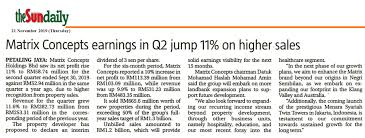 They report daily news and reports ranging from politics, business, sports to personal opinion. Matrix Concepts Earnings In 2q Jump 11 On Higher Sales The Sun Daily Matrix Concepts Holdings Berhad