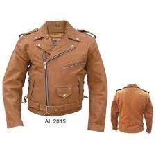 168 Allstate Leather Brown Basic Motorcycle Jacket Premium Buffalo Leather Full Zipout Liner Side Lace Leather Jacket Men Motorcycle Jacket Brown Leather Motorcycle Jacket