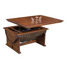 The half whiskey barrel stands 18 high and 24 in diameter, with the table top it stands 19 high. Half Barrel Coffee Table With Lift Top Shipshewana Furniture Co