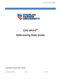 Apr 13, 2021 | topics: Cdu Apa 6 Referencing Style Guide