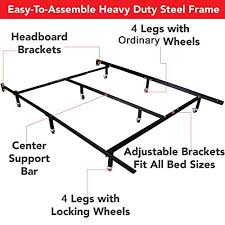 Showing results for bed frame center support bar. Hlc Smart 8 Wheel Metal Bed Frame 3 Adjustable Sizes Queen Full Cal King With Center Support And 4 Looking Wheels Mattress News