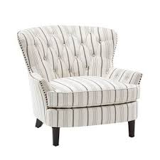 The Charming Eliza Offers Timeless Good Looks With A Classic Silhouette Draped In Hand Upholstered St Leather Chairs Bedroom Striped Armchair Family Room Chair