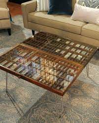 I used a printer's tray and legs that were the appropriate height for a side table but you could change things up by using a different foundation piece. Printers Tray Table Letterpress Drawer Diy Display Printers Tray