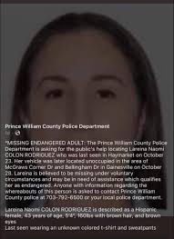 missing person in manassas area, last seen in haymarket