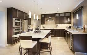 dark cabinets, light counter, tile