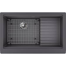 Kitchen sink quartz composite sink. Elkay Elxfdb3620bgch0 Charcoal Quartz Luxe 35 7 8 Farmhouse Single Basin Quartz Composite Kitchen Sink Faucet Com