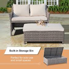 Maybe you would like to learn more about one of these? Buy Oc Orange Casual 2 Piece Outdoor Patio Furniture Wicker Love Seat And Coffee Table Set With Built In Storage Bin Grey Rattan Beige Cushions Online In Turkey B08l99ty34
