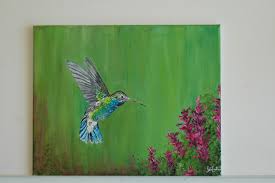 Hummingbird Painting Home Decor Gift One Of A Kind Canvas Etsy Hummingbird Painting Painting Nature Paintings