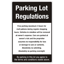 Drive on the left in malaysia. Parking Lot Regulations Sign 24 X 36 Bc Site Service