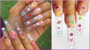 Leaf Glitter Glass Butterfly Twinkle Nails Diy Refill Acrylic Nails Youtube