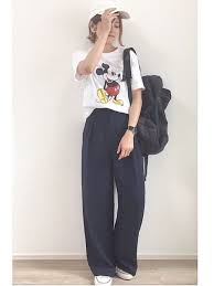 yun uniqloのトップスを使ったコーディネート wear ファッションアイデア ユニクロ ワイドパンツ お出かけファッション