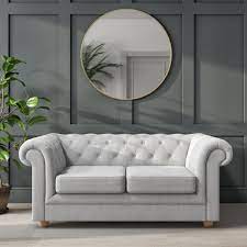 Venus chesterfield velour fabric sofa bed 2 seater 3 seater grey teal cream. Light Grey Chesterfield Sofa 2 Seater Bronte Buyitdirect Ie