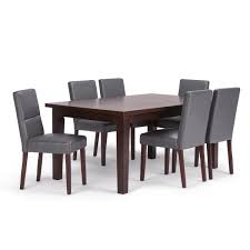 Get free shipping on qualified dining room sets or buy online pick up in store today in the furniture department. Simpli Home Ashford 7 Piece Dining Set With 6 Upholstered Dining Chairs In Stone Grey Faux Leather And 66 In Wide Table Axcds7ash G The Home Depot