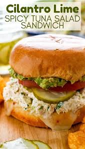 Cilantro Lime Spicy Tuna Salad Sandwich Recipe Spicy Tuna Salad Tuna Salad Recipe Tuna Salad Sandwich