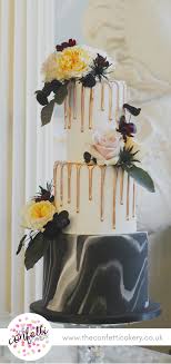 Black And Gold Marble Cake Modern Wedding Cake Marble Black And White Tier Rose Gold Drips And Floral Decoration Cake Image The Confetti Ca Sweet 16 Cakes Rose Gold Cake Drip Cakes