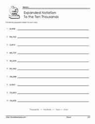 Subsequent worksheets require the student to expand terms in increasingly larger scientific notation, starting with coefficients. Expanded Notation Worksheets