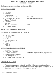 Formulario de cambio de domicilio firmado. Cambio De Domicilio O Actividad